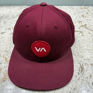 RVCA Burgundy Mid Fit Hat Cap Adjustable Snapback‎ Mens